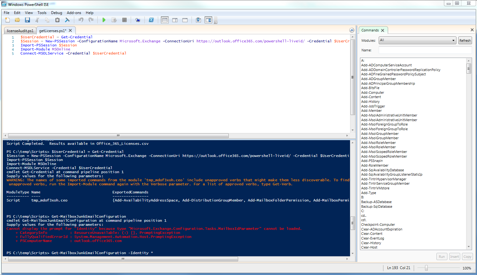 The Windows PowerShell Integrated Scripting Environment (ISE)