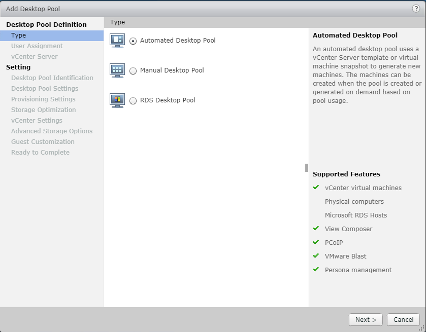 VMware Horizon 7 - Desktop Pool Types